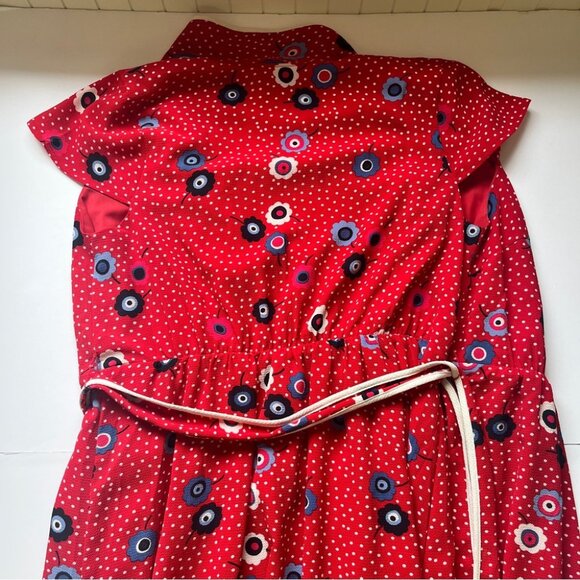 COPY - Modcloth Dress Floral Dotted Daytime Dapper True Wrap Tie Ruffle Red Whi… - Picture 13 of 16